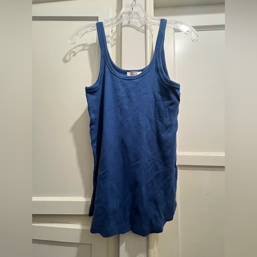 AYR The Sexy Flexy Marais Blue Sleeveless Scoop Neck Tank Top Size MED - Picture 3 of 12